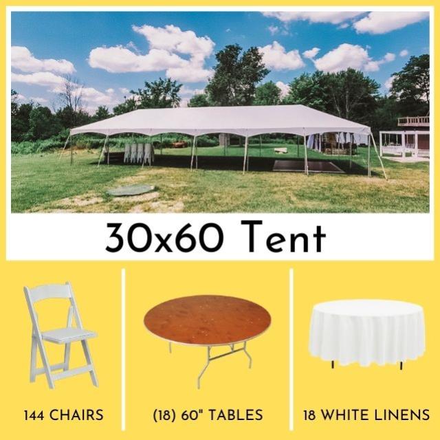 Rental store for event for 144 guests tent w 60 inch s in Northeast Ohio