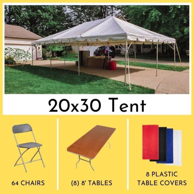 Rental store for event for 64 guests tent w 8 foot s in Northeast Ohio